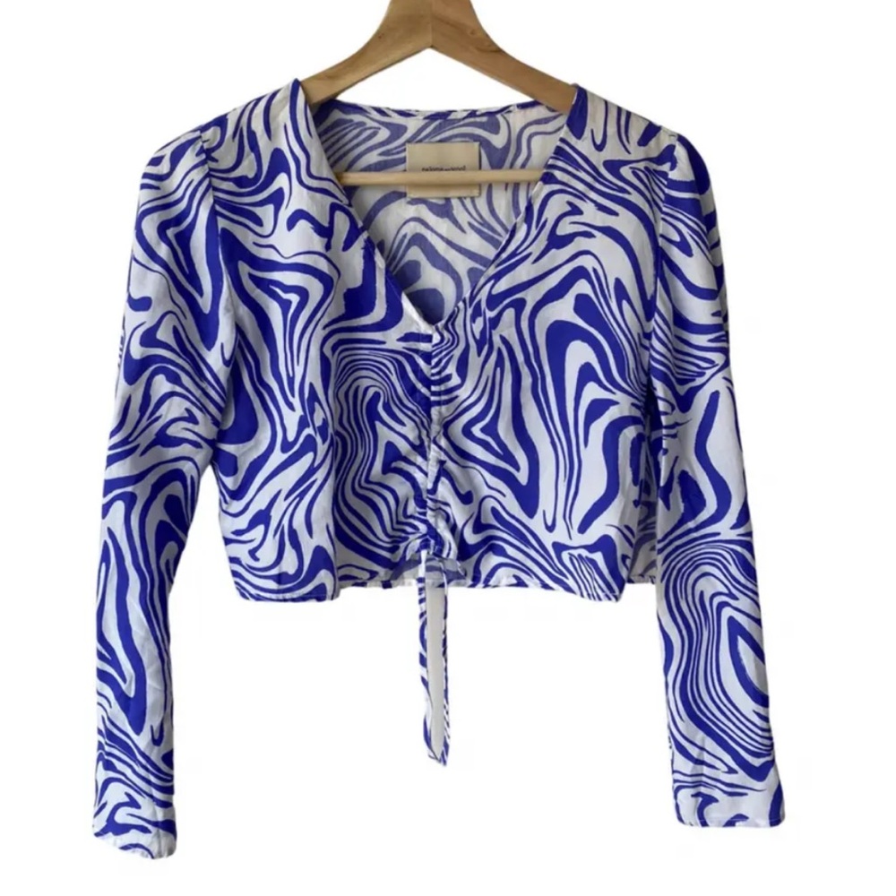 Paloma Wool Indigo/Blue and White Swirl Blouse